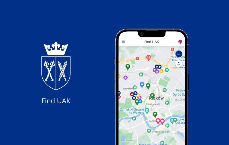 Find UAK - a mobile application for the Cracov University Aplikacja Uniwersytetu Rolniczego im. Hugona Kołłątaja w Krakowie